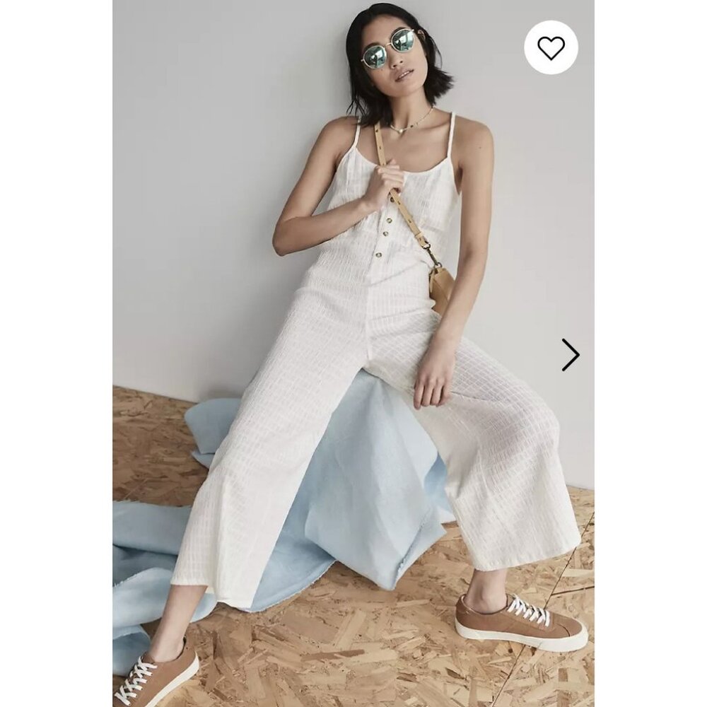 Madewell Women's $98 Textured Cover Up Jumpsuit Lighthouse Size S NE313 - Picture 2 of 7